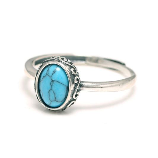 bague en argent avec pierre turquoise